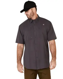 Ariat Men's Solid Charcoal Tek Short Sleeve Button Down Western Shirt - 10034961