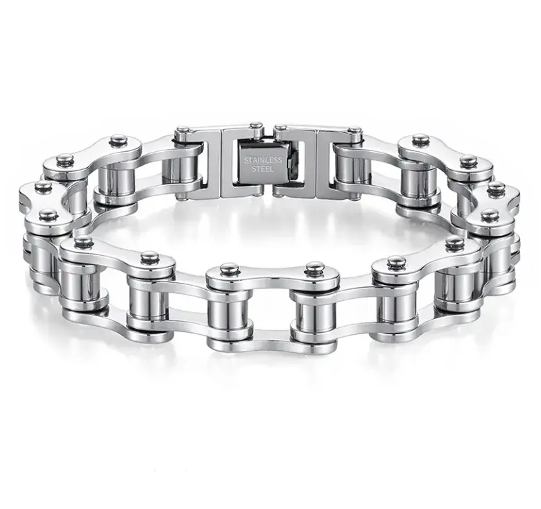 Men's Cuban Link Chain Bracelet – Trendy Hip Hop Punk Motorcycle Stainless Steel Bracelet, Street Style Versatile Jewelry Accessory