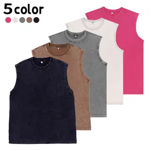 Retro Heavyweight Cotton 3-Pack Sports Sleeveless Tank Tops — Distressed T‑Shirt Style, European/American Streetwear, Versatile Unisex, Available in Multiple Colors