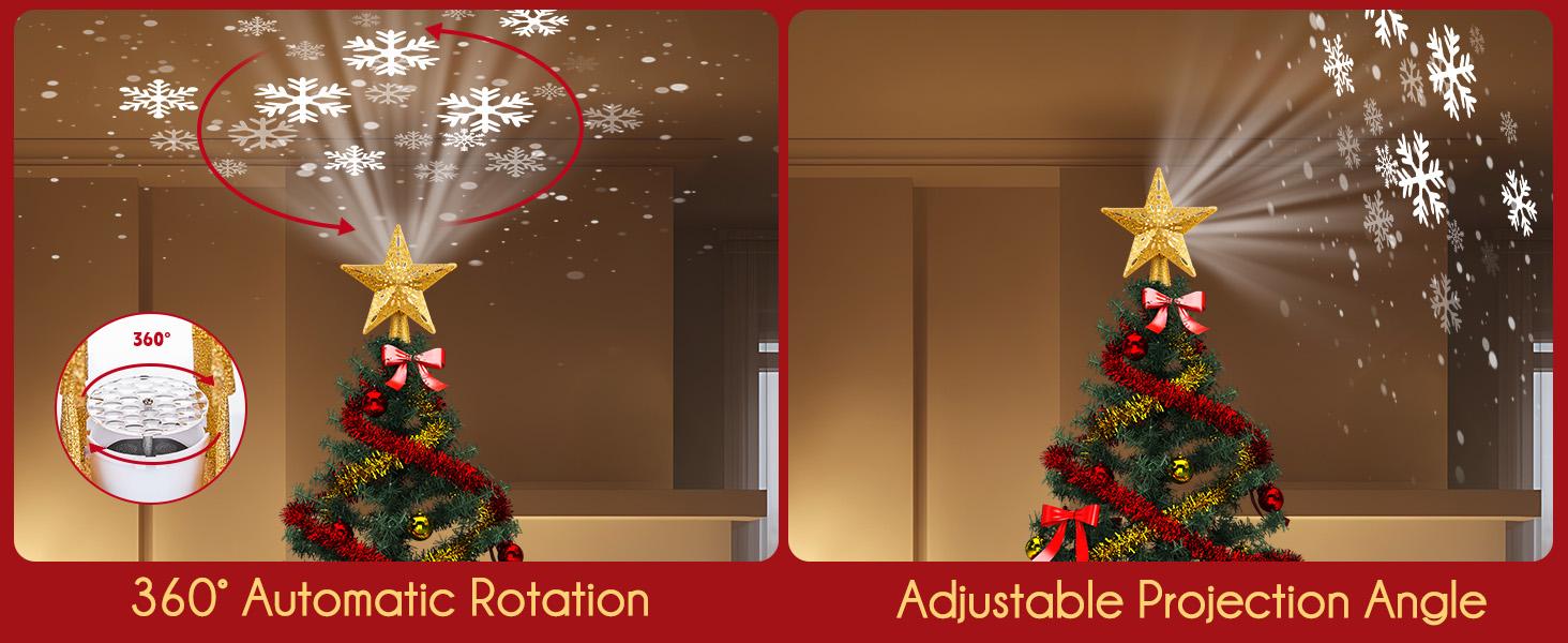 Christmas Tree Topper Angel with Lights, Xmas Tree Toppers Decorations Ornament with White Feather Wings, Plug in Christmas Tree Angel Treetop for Indoor Office Holiday