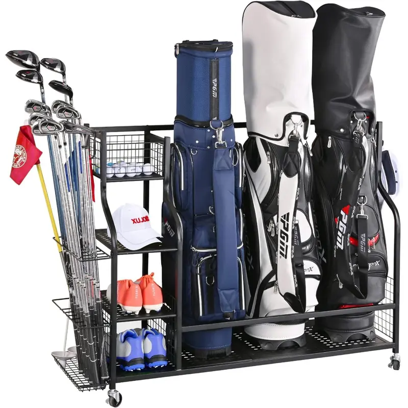 4 Golf Bag Organizer Garage Storage, Extra Large Golf Bag Storage Rack for Golf Bag, Golf Clubs and Golf Accessories, Golf Storage for Garage, Golf Clubs, Basement