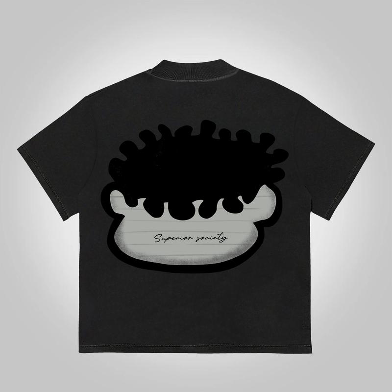 Sopula Studio Men's Vintage Big Face Cotton Graphic T-Shirt  funny Streetwear Crewneck