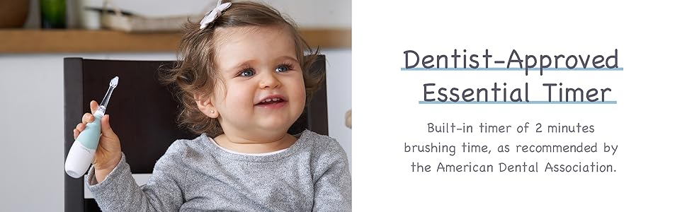 Papablic Baby Electric Toothbrush 0-3 Years, 2-in-1 Auto Brush with FDA Silicone , Dentist Approved for Toddler Teeth Care, Daily Oral Hydiene Tools, Stop Bedtime Fights