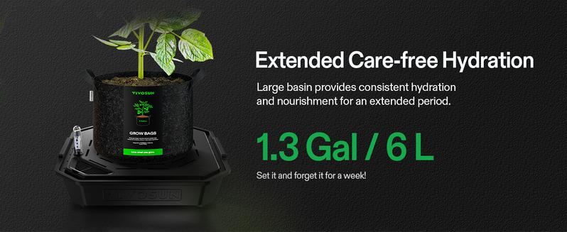 VIVOSUN 4-Pack FlexFeed Self-Watering Pots, Auto Irrigation Fabric Pot Base with Water Meter & Maintenance Window, for Use Indoors/Outdoors in Grow Tents, Greenhouses, Gardens