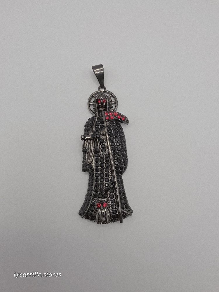 THE GRIM REAPER/La Santa Muerte fashion pendant gold-plated black color 3"inches NO CHAIN Bladenecklace Rhinestone Decor Charm Rhinestone Decor Cross