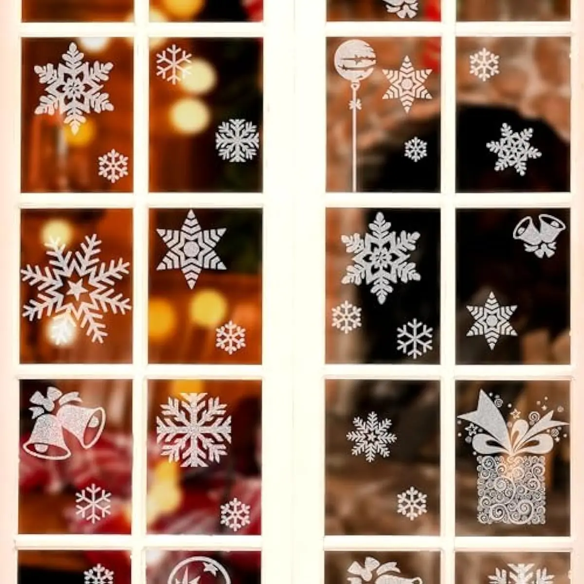 80 PCS Christmas Glitter Snowflakes Window Wall Stickers for Christmas Holiday Winter Home Decorations, Window Clings, Winter Paradise Themed Party, Xmas Party Supplies Accessories