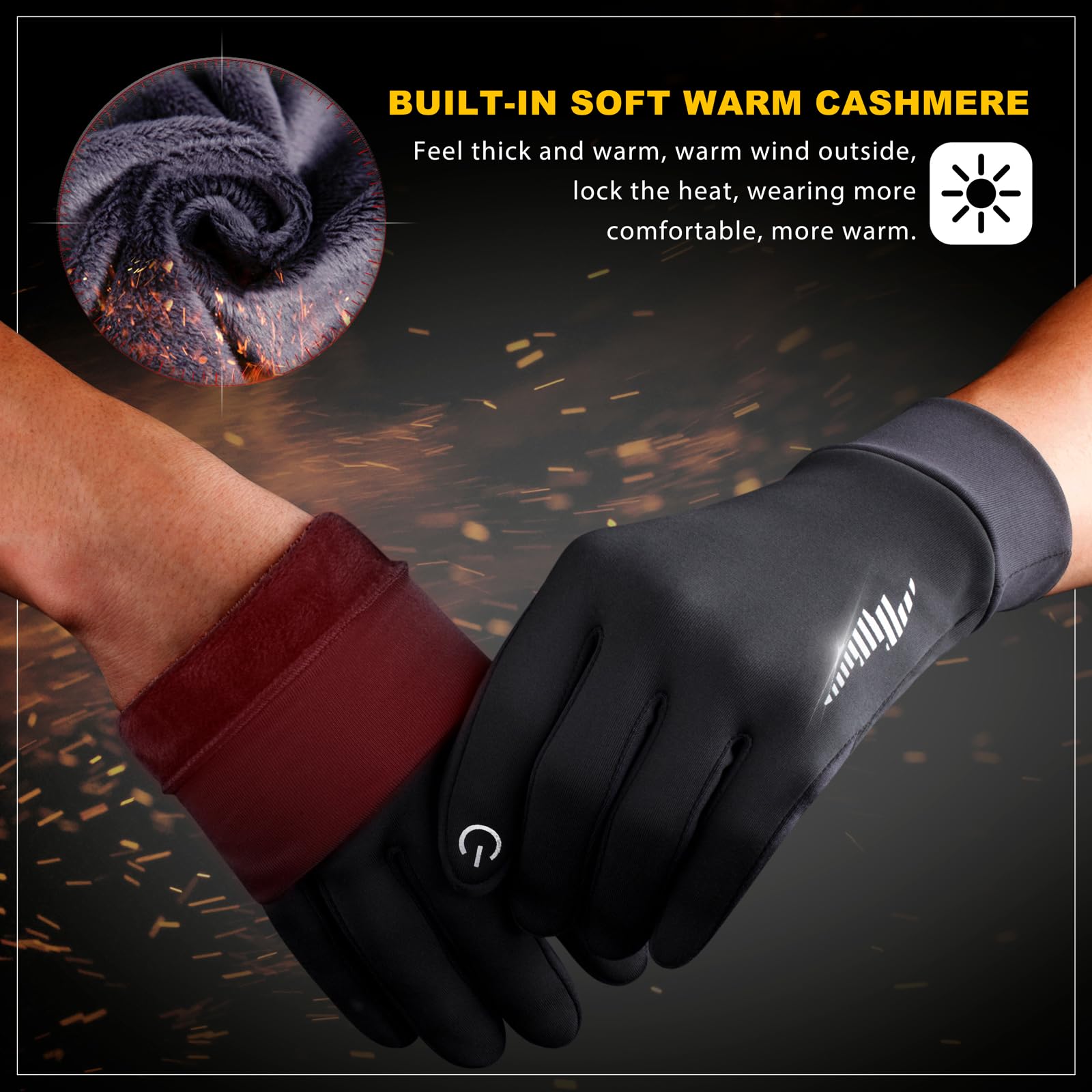 Winter Gloves for Women & Men Touch Screen Compatible Thermal Warm Gloves with No-Slip Grip for Running Cycling Hiking Driving Walking Sports & Gaming(No Heating Function)