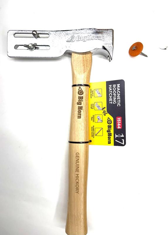 BigHorn 17oz Magnetic Roofing Hatchet with Wooden Handle for Efficient Nailing and Roofing Tasks
