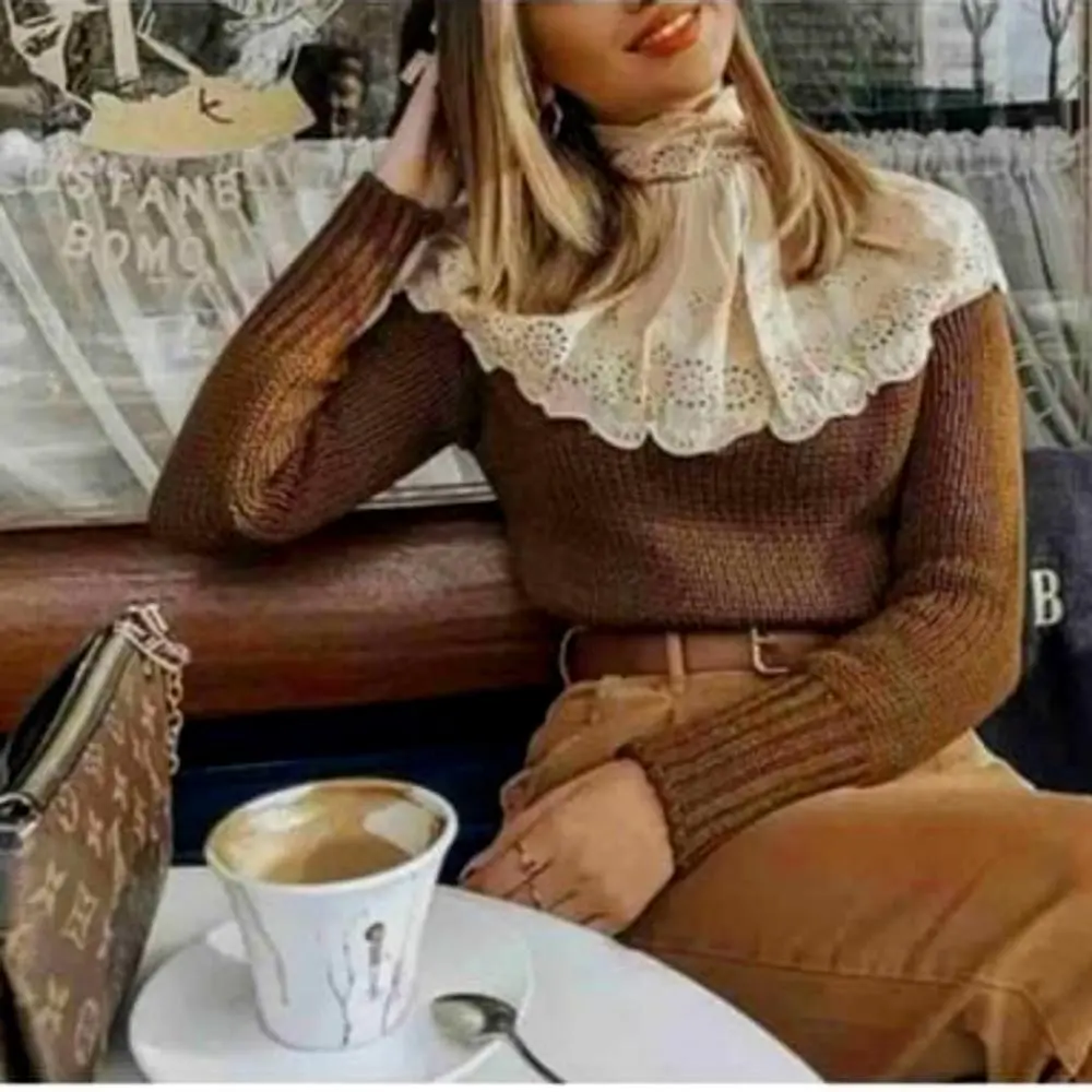 Sweater Brown Cream Cottagecore Wool Blend