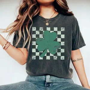 Comfort Colors Retro Shamrock T Shirt, Womens Lucky Shamrock TShirt, Cute St Patricks Day T-Shirt, Funny Saint Patricks Day Shirt, Shenanigans Tee, Irish Gift
