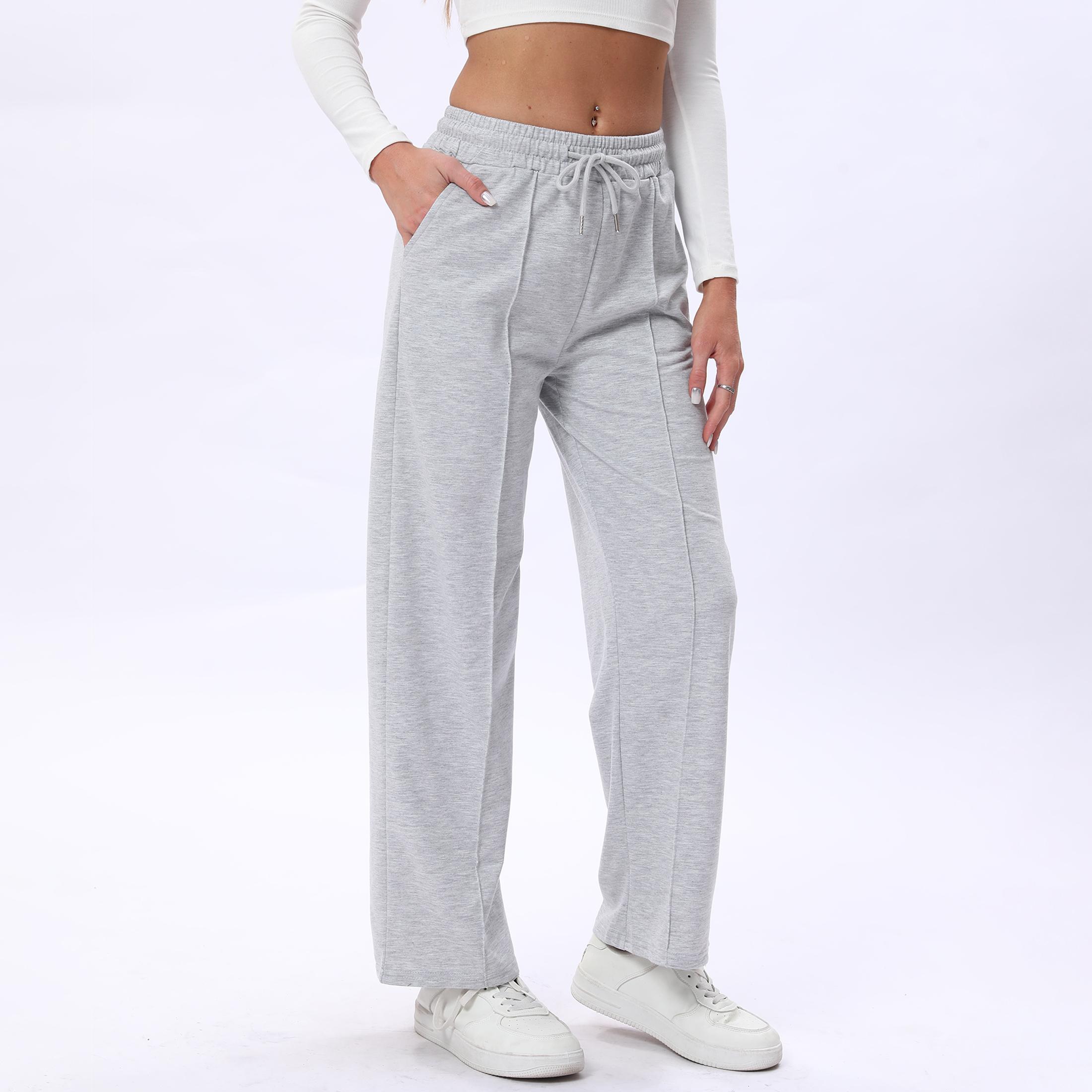 Women's Comfy Casual Versatile Low Rise Elastic Waist Loose Wide Leg Baggy Sweatpants with Pockets Springfresh Women's Comfy Casual Versatile Low Rise Elastic Waist Loose Wide Leg Baggy Sweatpants with Pockets Springfresh