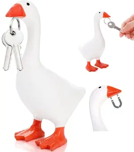 Magnetic Goose Key Holder Kawaii Resin Statue Key Hanger Funny Decor Rack for Home Office Table Perfect Housewarming Gift Kawaii Magnetic Goose Duck Key Hold Hanging Key Storage Key Storage For Desk
