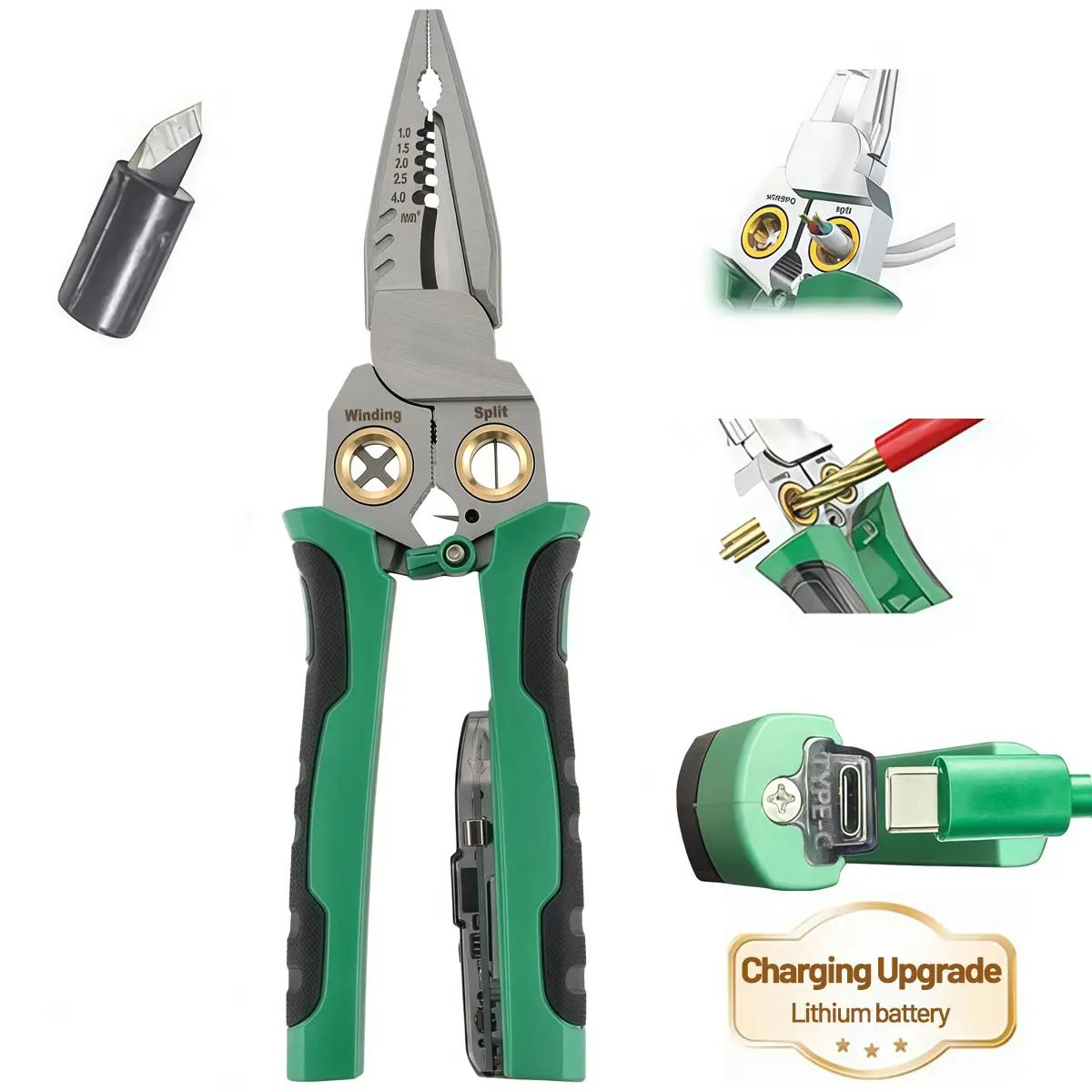 Fathersdaygift 8 in 1 Wire Stripper Twister for Cutting and Pulling Wires, Cable Scissors,Voltage Tester Pliers, 12V to 250V Live,Null,Hot Wire Judgment AC DC, Audible and Flashing LED Alarms, Wirepliers, Repair Construction Tools Multi-Function