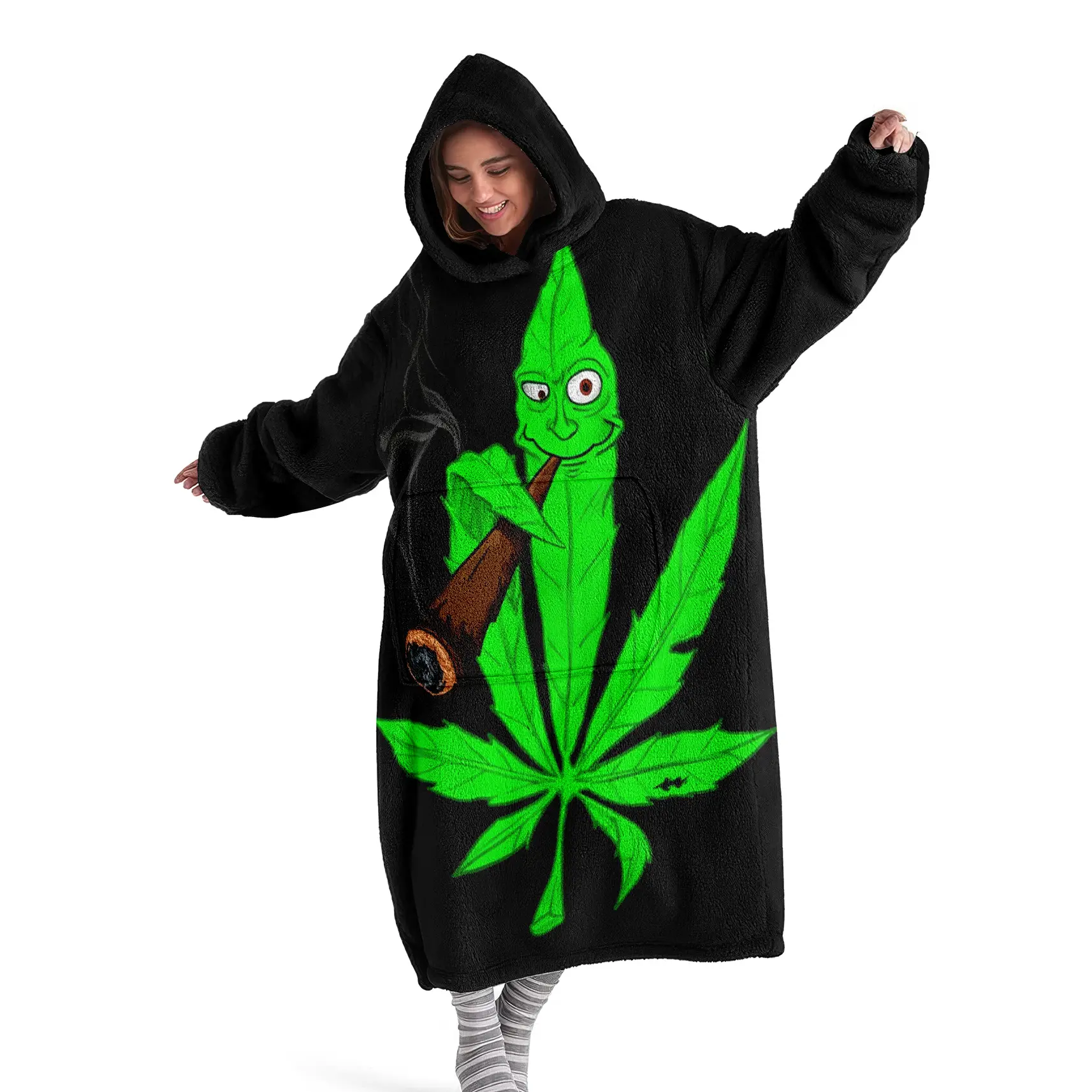 Hoodie blanket, Portable Wearable Blanket, Lightweight Blanket, Wearable Blanket with Vibrant Leaf Design, Hooded Blanket Wearable Digital Print Flannel for Sofa, Bed, Office, Camping, Travel