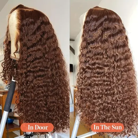 Bling Hair 13x4 13x6 Lace Front Wigs Chocolate Brown Deep Wave Breathable Lace Human Hair Wig Pre-plucked Breathable HD Transparent Lace Free Parting Brazilian Hair #TikTokShopBackToSchool