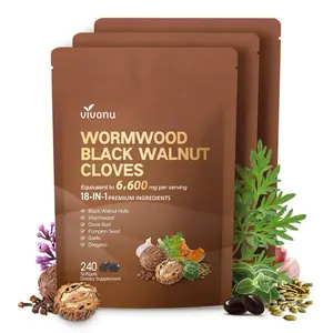 Wormwood Black Walnut Cloves Capsules 240 Count 80-Day Supply Premium Formula for Metabolism & Energy Support Natural Healthcare Supplement