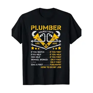 Humorous Plumber-Themed T-Shirt Featuring Plumbing Tools, Suitable for Both Men And Women. This Casual Short-Sleeve Top Has an Elegant Crew Neck Design, Is Lightweight, And Perfect for Everyday Wear. It Offers Comfort with Its Elastic Fabric