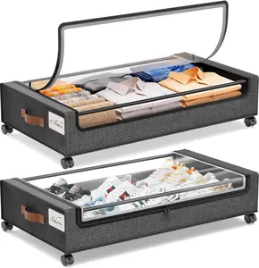 Rolling Under Bed Storage Drawers  Under Bed Storage Wheels, 2Pack Under Bed Storage Containers, Rolling Under Beds, Blankets(30.71 x 16.93 x 6.69 in)