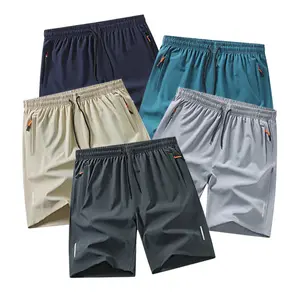 Men’s Summer Drawstring Casual Athletic Shorts — Breathable fabric, comfortable quick-dry — Suitable for outdoor sports, running, hiking — A perfect gift for men Men's Solid Color Zipper