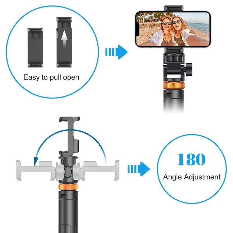 61" Portable Phone Tripod Stand & Selfie Stick Combo with Wireless Remote – Enhanced Stability for Travel, Vlogging, Compatible with iPhone 16/15/14/13 & Android Smartphones