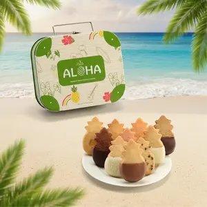 Honolulu Cookie Company Aloha Suitcase Tin - 20 Piece Tropical Shortbread Cookie Assortment - 10 Island-Inspired Flavors - Iconic Pineapple Shape Gift Box