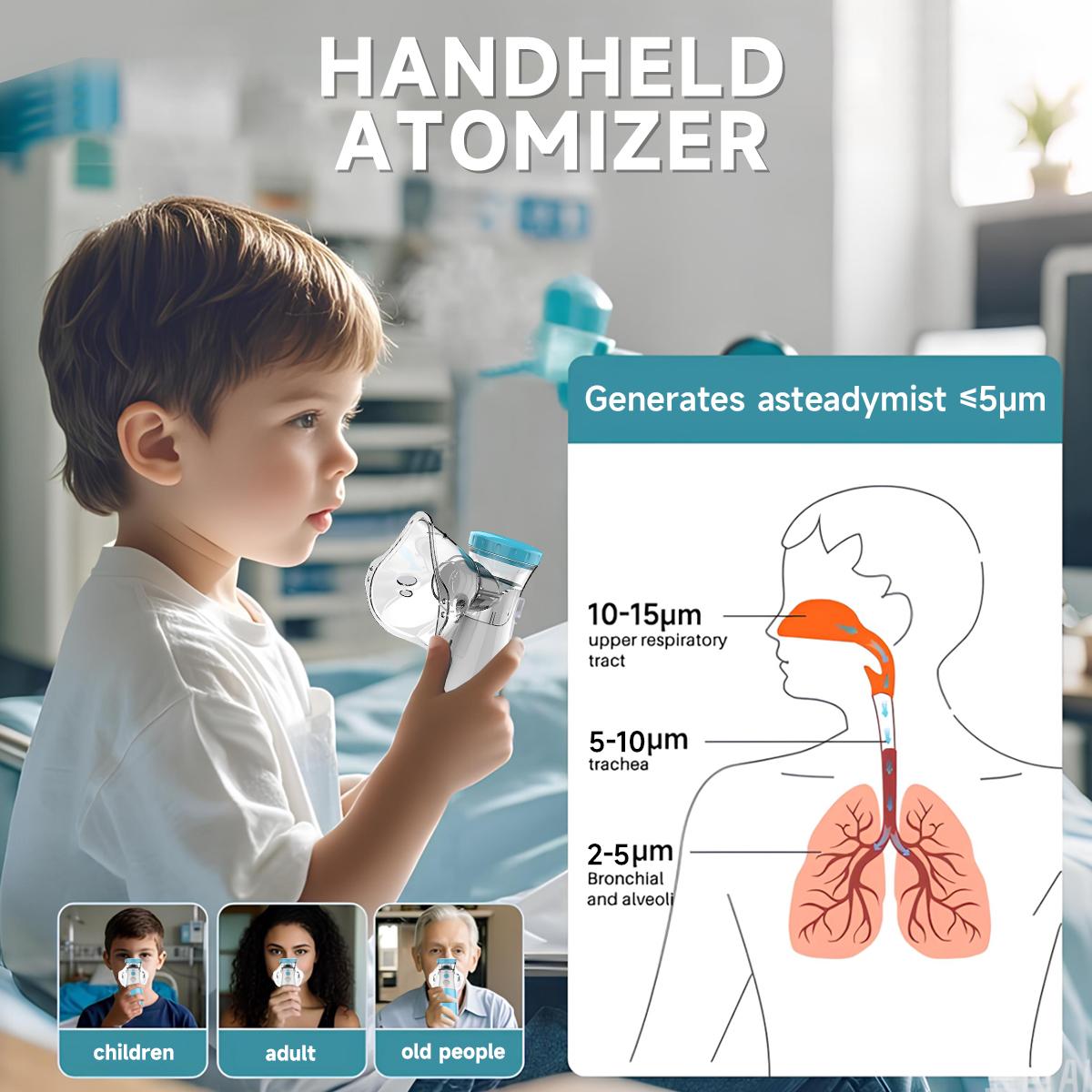 Portable Handheld Nebulizer  For Adults And Kids, two modes, suitable for breathing problems, Breathing Machine Nebulizer Inhaler Home Use Travel Friendly
