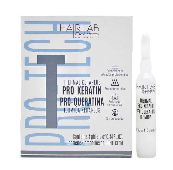 SALERM Keraplus Thermal Pro-Keratin Vials Cosmetic Liquid - 4 Intensive 0.34oz Keratin Hair Treatment Ampoules, Lightweight Formula for Hair Restore & Repair Strengthening Hair Moisture