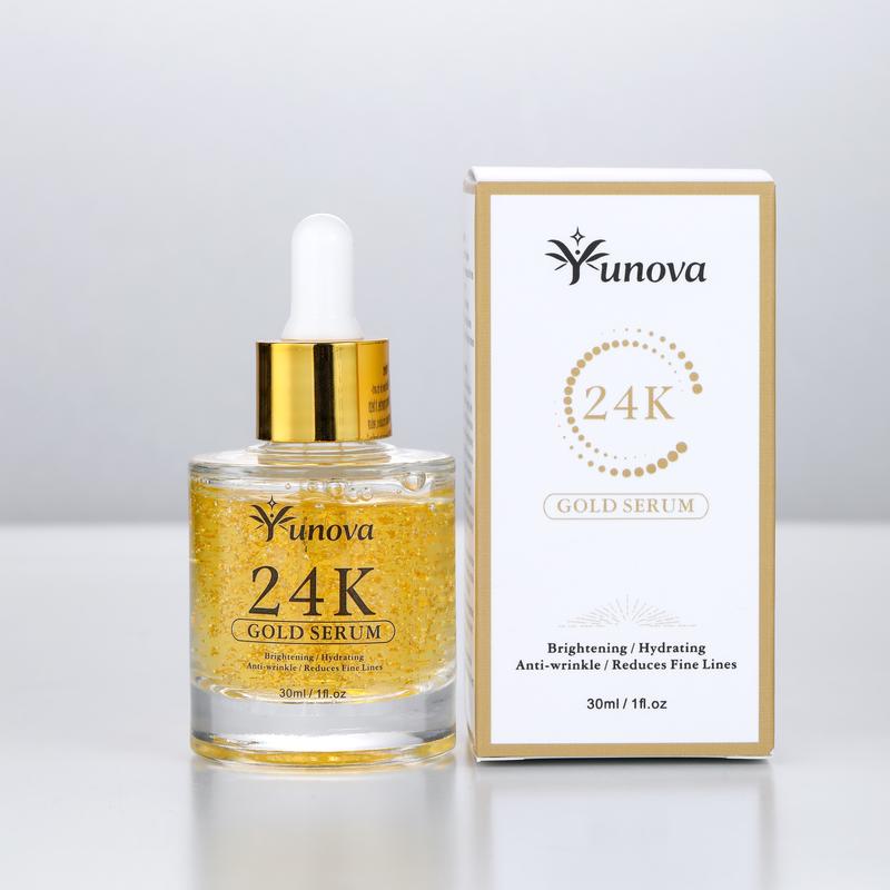 Yunova Luxury 24K Gold Serum: Ultimate Anti-Aging with Real Gold Flakes & Hyaluronic Acid | Hydrates, Reduces Wrinkles, Brightens