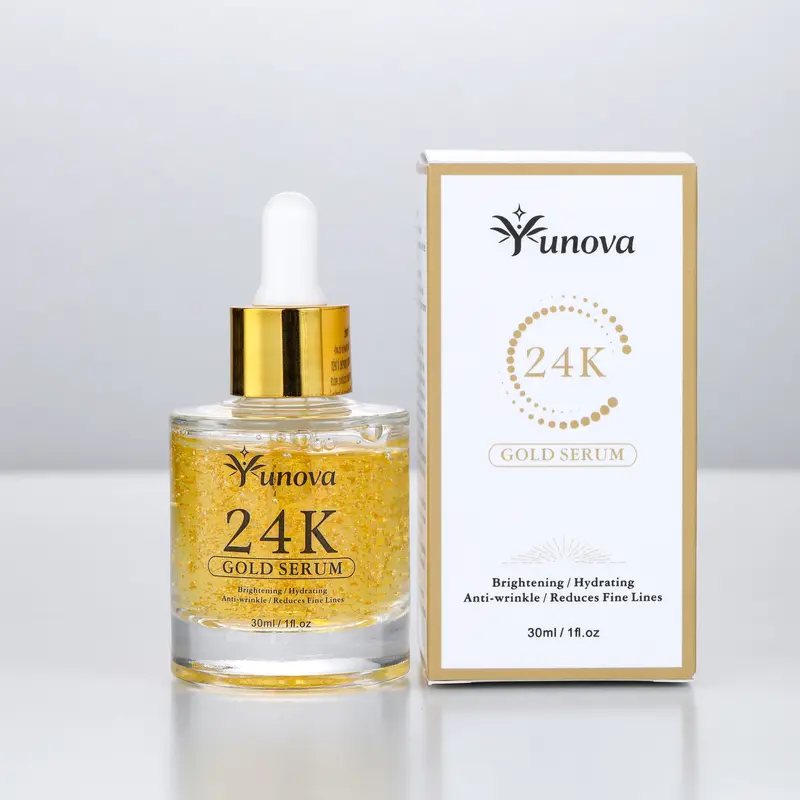 Yunova Luxury 24K Gold Serum: Ultimate Anti-Aging with Real Gold Flakes & Hyaluronic Acid | Hydrates, Reduces Wrinkles, Brightens