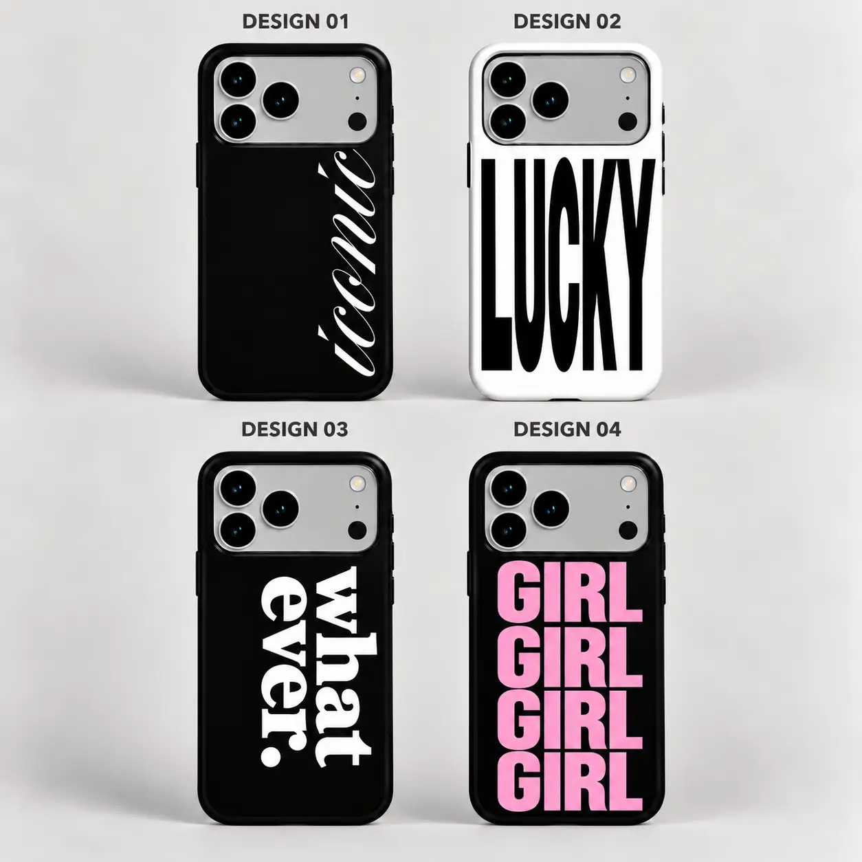 Trendy Typography Phone Case, Bold Text Phone Case, Black White Pink Typography Tough MagSafe Case