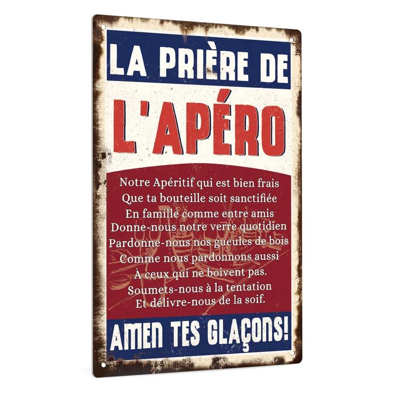 Support customization based on provided images Putuo Decor pc French Vintage Metal Tin Sign, La Priere De L'aperot, Wall Art Decor for Home Bar Man Cave,  X  Inches