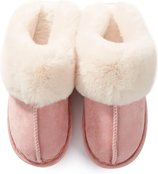 Women's Plush Faux Fur Slippers, Chic Open Toe Slides with Non-Slip Platform Sole, Cozy Warm Indoor Winter House Shoes, Moccasin, Modern, Casual, Us 10.5-11.5