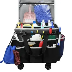 Mute Caster Cleaning Trolley Professional cleaning supply Storage Bag for Hotel Home Multifunctional Scenarios House Cleaning Car Care Caddy Tools Organizer,summervibes