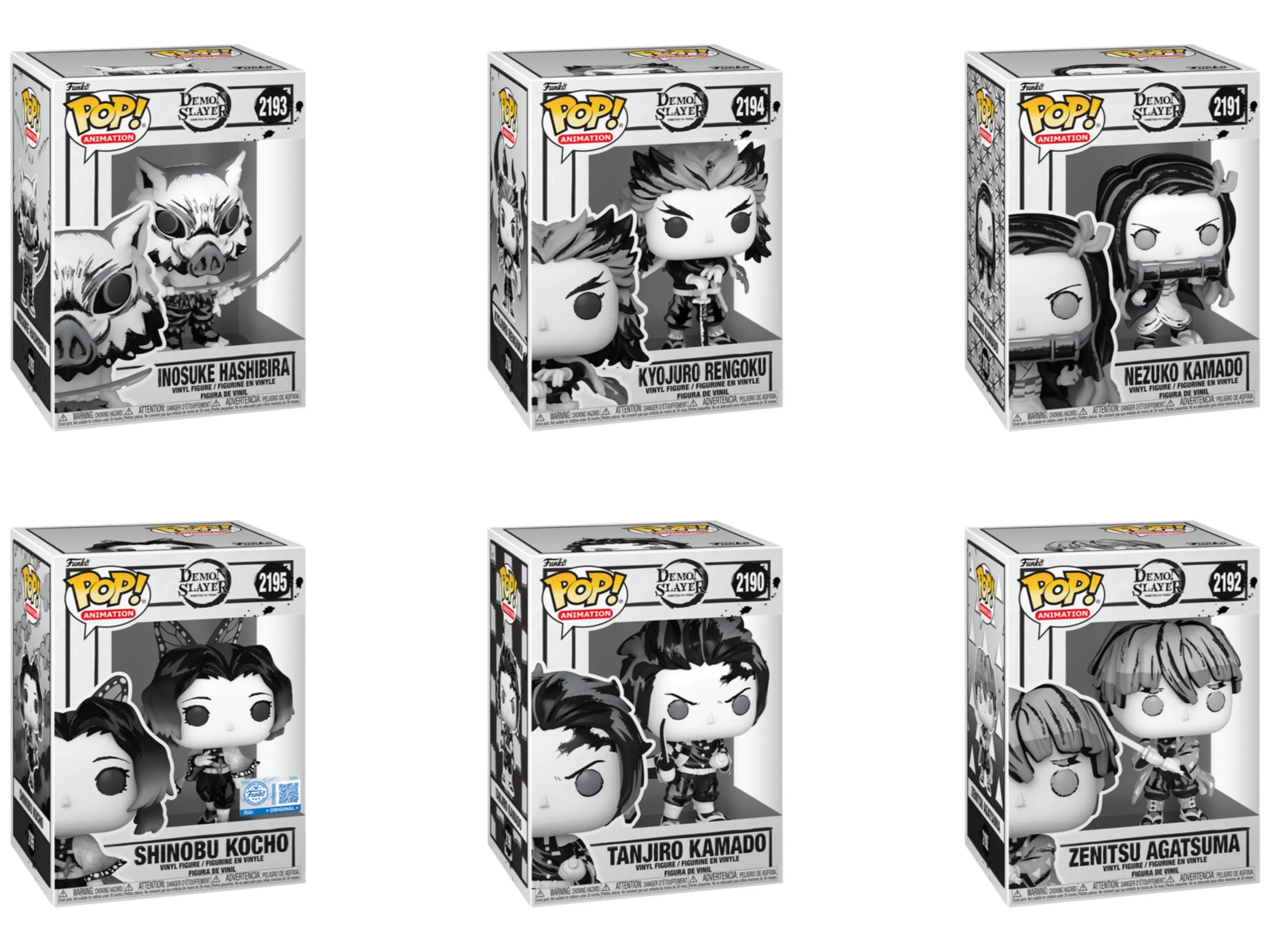 Funko Pop! Animation Demon Slayer Wave – Tanjiro Kamado, Nezuko Kamado, Zenitsu Agatsuma, Inosuke Hashibira, Kyojuro Rengoku & Shinobu Kocho