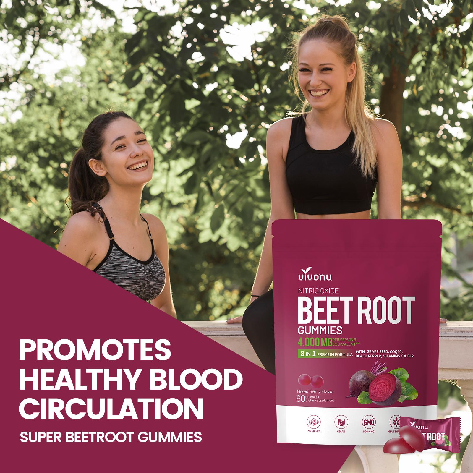 VivoNu Beet Root Gummies – Supports Circulation and Daily Wellness | With CoQ10, L-Arginine, Vitamin C
