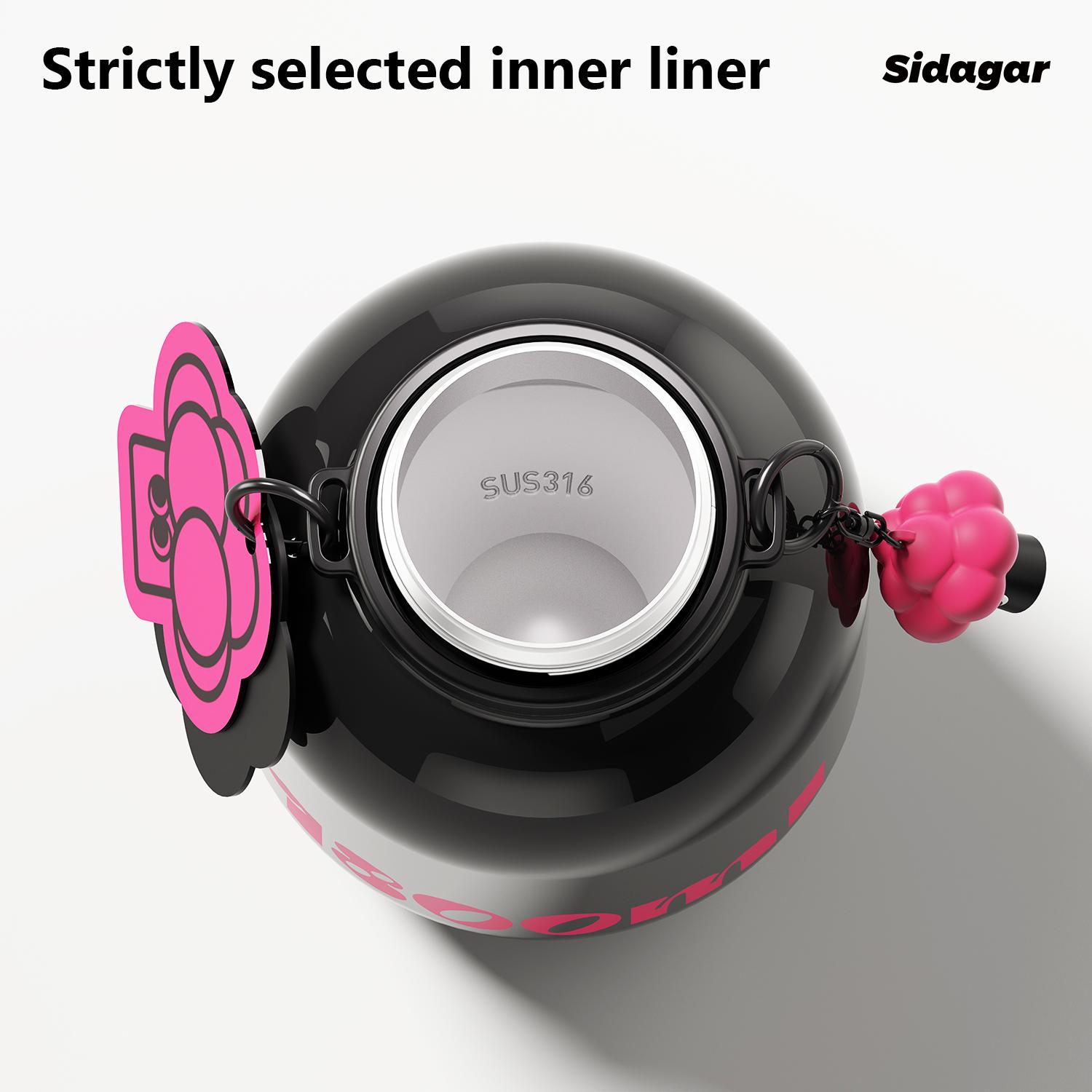 Sidagar 60oz Big Water Bottle for Women, S316L Stainless Steel Insulated Tumbler Cup with Straw & Carry Handle, Leak Proof 2-in-1 Water Bottle with Straw & Sip Lid, Large Capacity Cup