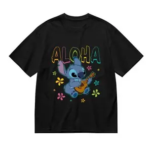 Disney Stitch Short-Sleeve Shirt - Aloha Design Women's Top for Casual Wear - Womenswear