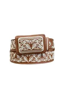 Cinto Vaquero Bordado Cinto Charro Men’s Western Embroidered Leather Belt
