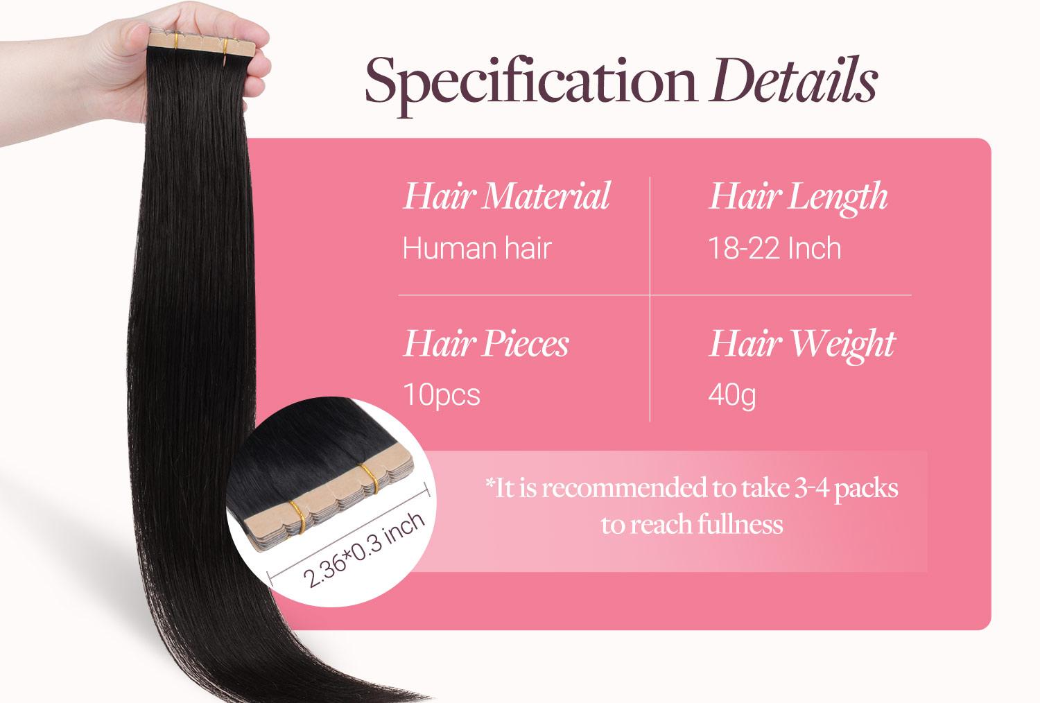 GOO GOO Mini Tape In Human Hair Extensions, 10Pcs Invisible Tape In Hair Extensions Real Human Hair 14-24 Inch for Beauty and Natural Look