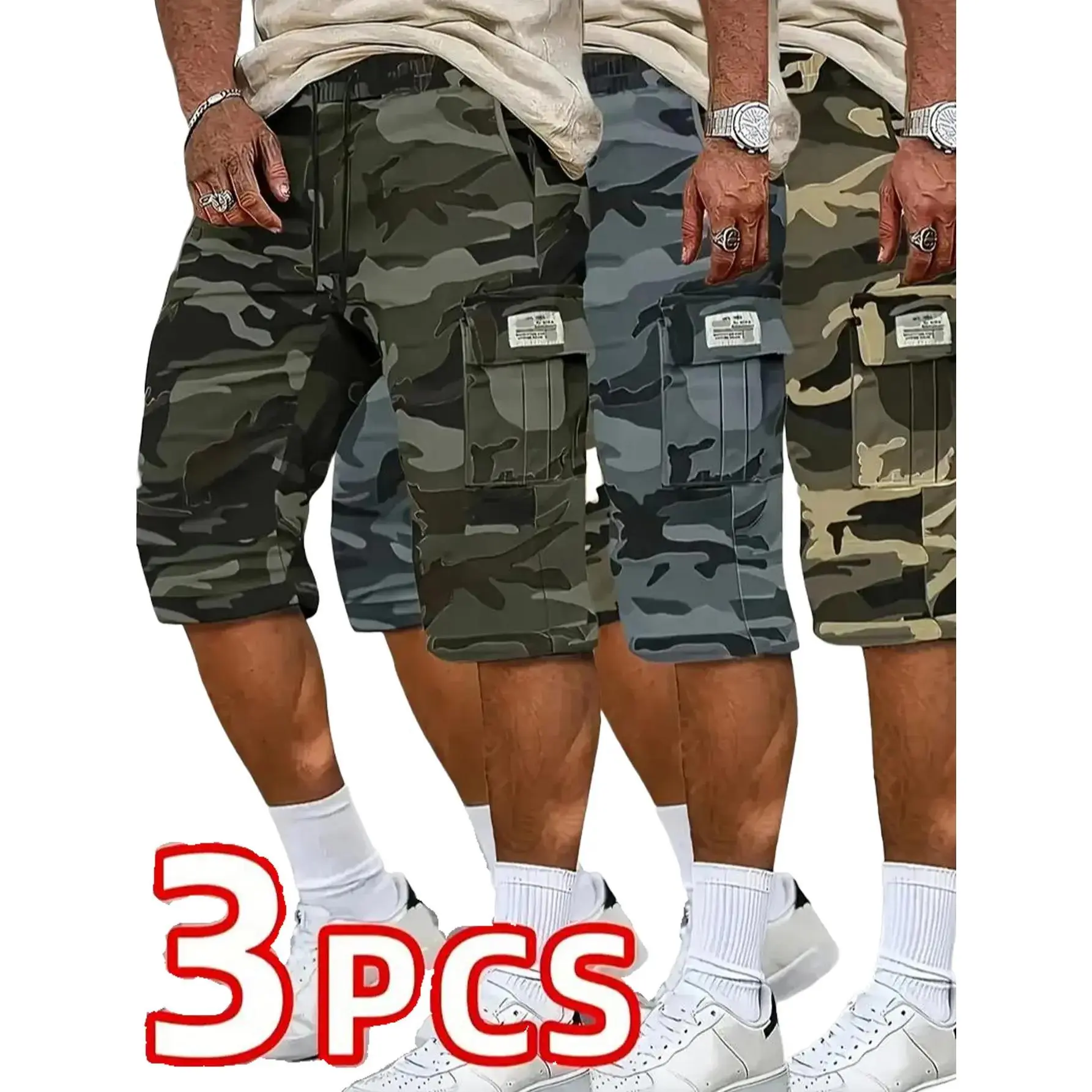 3-Pack Men's And Women's Summer Camouflage Short Pants, Made Of Comfortable Fabric, Suitable For Daily Life, Work, Travel And Casual Wear. An Ideal Choice As A Daily Gift.