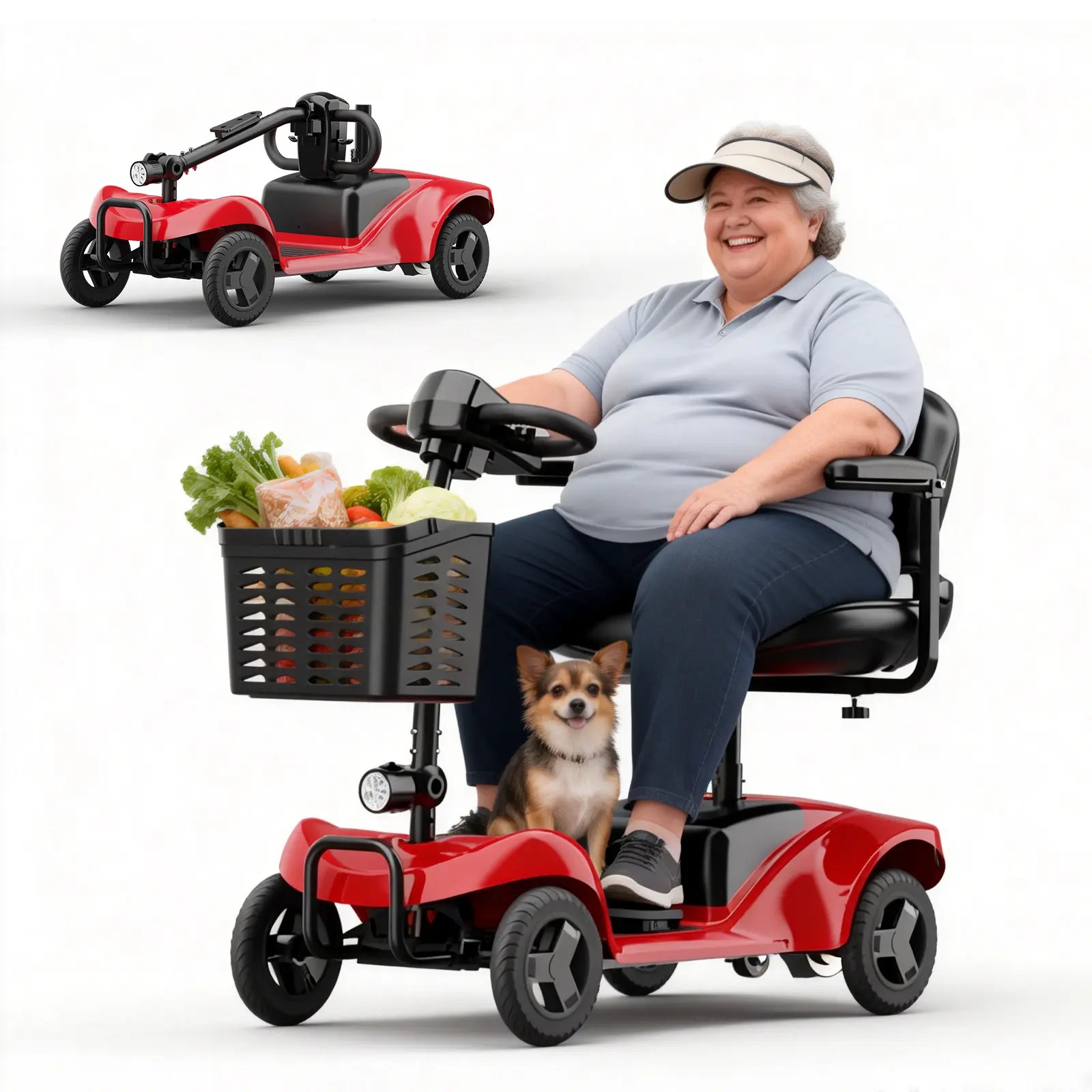 4-Wheel Mobility Scooter for Seniors - Maximum Range Up to 15 mi, Equipped with Charger, Storage Basket and Keys