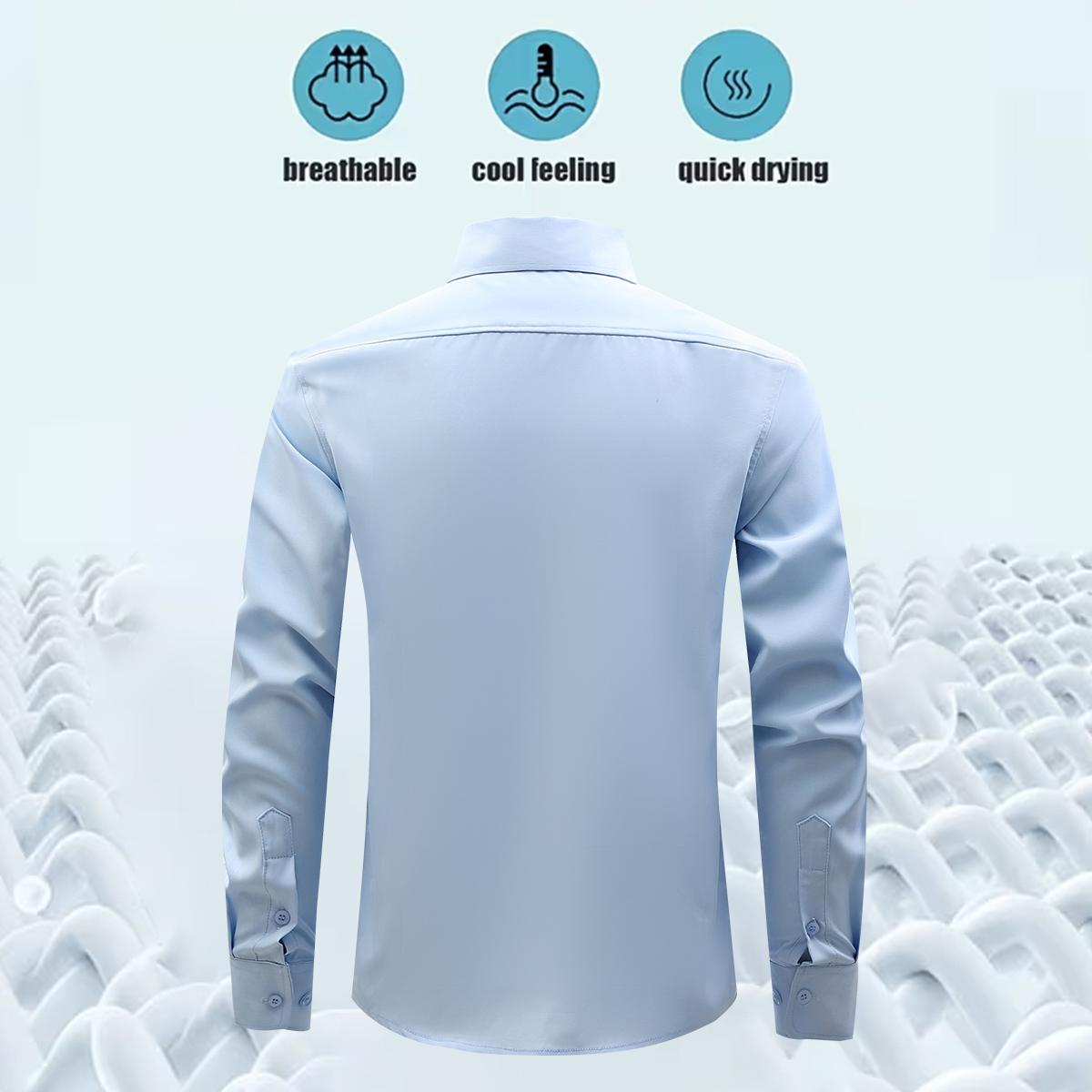 Men's Shirt Long Sleeve Wrinkle-Free Four-Sided Stretch Business High-End Shirt