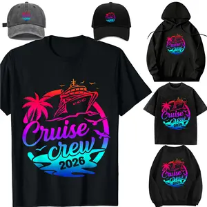 Family set-DIY-Unisex-Long sleeves / With a hat / For children/Cruise Crew 2026 Summer Vacation Trip Funny Matching Group T-Shirt