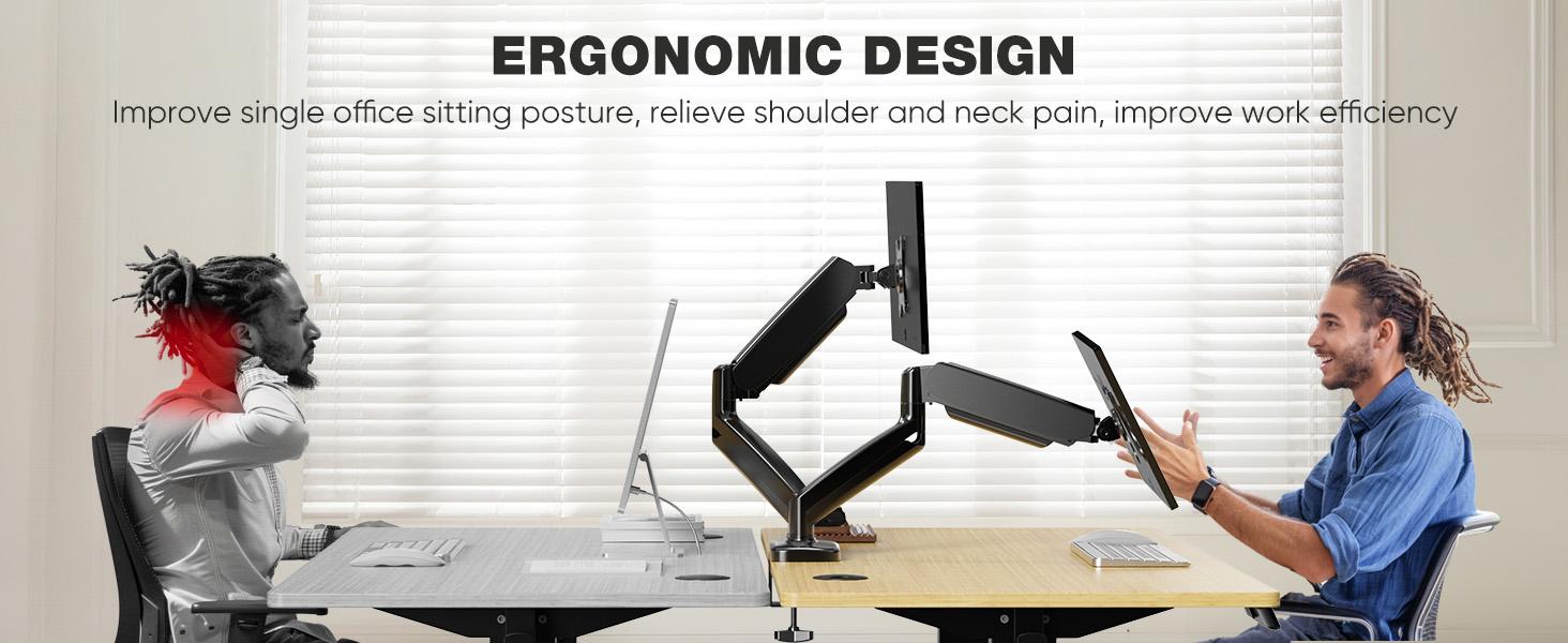 Monitor Stand - Adjustable Desk Mount Arm for 15 - 27  Inch Monitors, Supports up to 17.6lbs, Heavy Duty Screen Mount with Gas Spring, Clamp & Grommet Base, VESA Bracket 75/100 Compatible