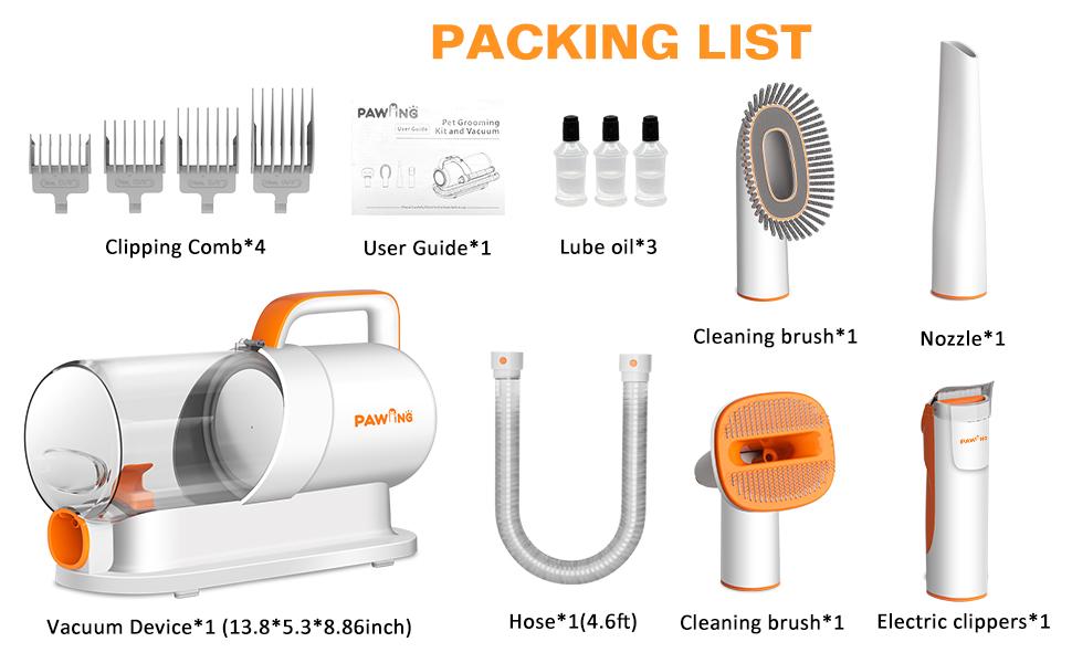 PAWING Pet Grooming Kit with Vacuum, All-in-1 Professional Deshedding Tools for Dogs & Cats - Low Noise Dogs Vacuum Cleaner with 2L Large Capacity Dust Cup for Shedding Pet Hair PAWING Pet Grooming Kit with Vacuum, All-in-1 Professional Deshedding Tools for Dogs & Cats - Low Noise Dogs Vacuum Cleaner with 2L Large Capacity Dust Cup for Shedding Pet Hair