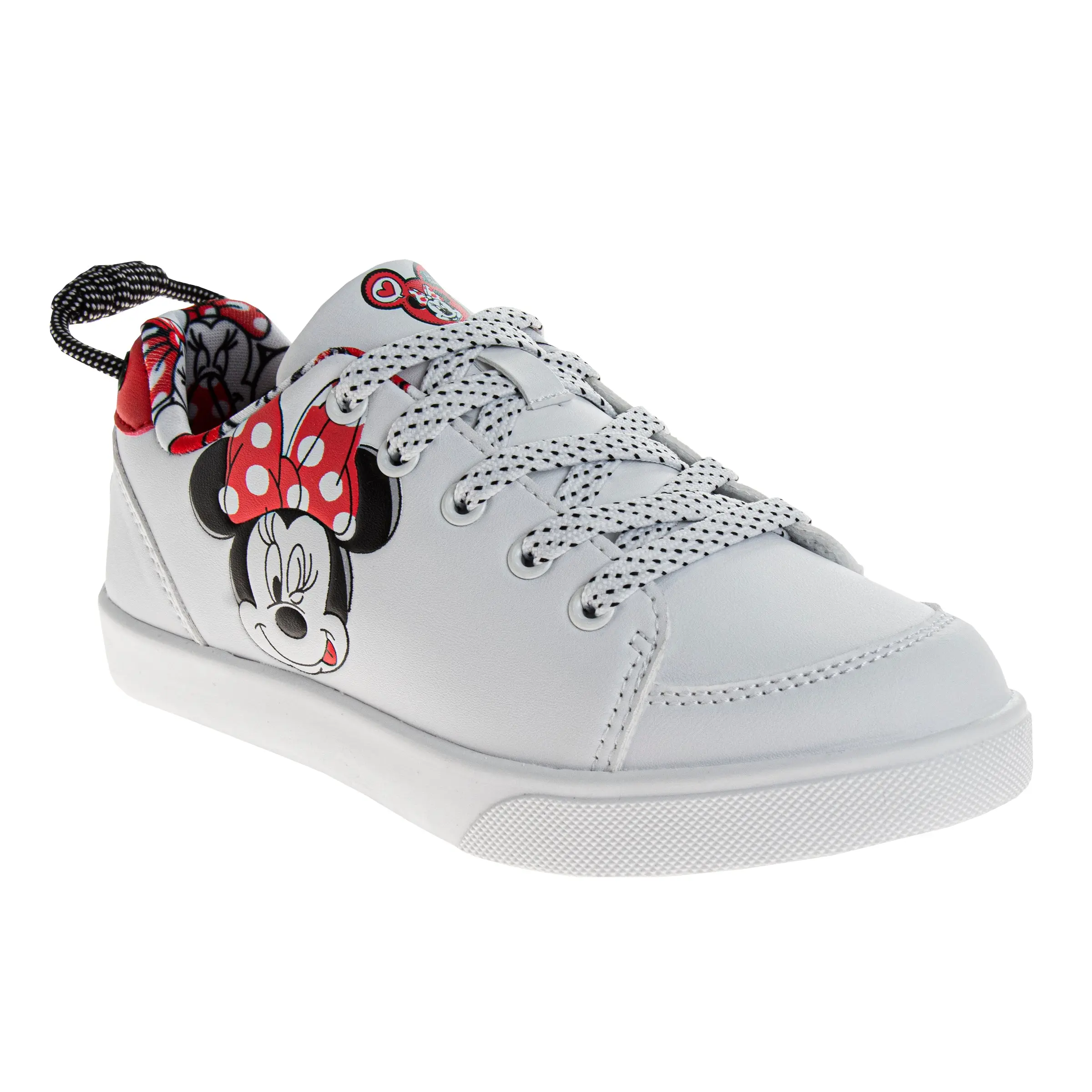 JOSMO KIDS Girls' Little Kids Minnie Mouse Sneakers, Officially Licensed Cartoon Character Faux Leather Slip-On with Hook-and-Loop Strap