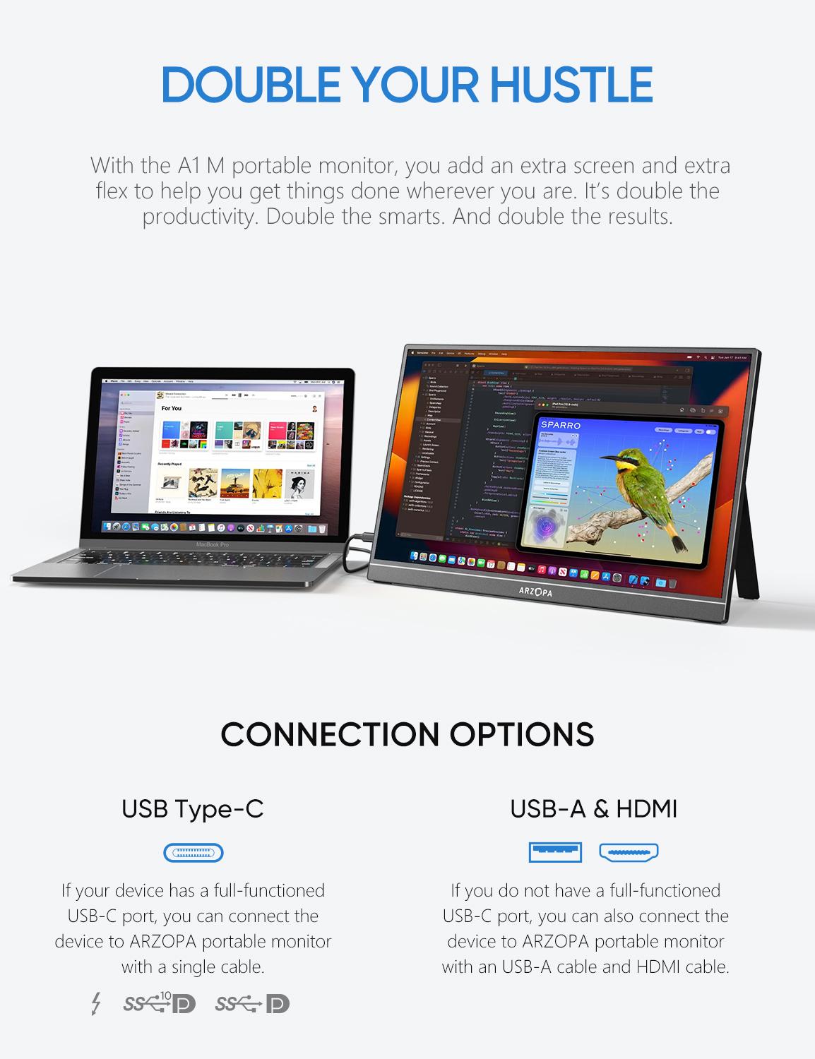 ARZOPA 17.3" Portable Monitor 1080P FHD HDR IPS Laptop Computer Monitor HDMI USB C External Screen with Dual Speakers for PC Mac Phone Xbox Switch PS5