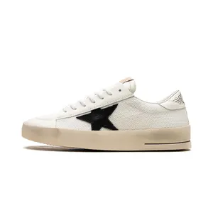 STARDAN NET UPPER SHINY LEATHER TOE AND HEEL SUEDE STAR "WHITE BLACK" GMF00328.F003028.10283