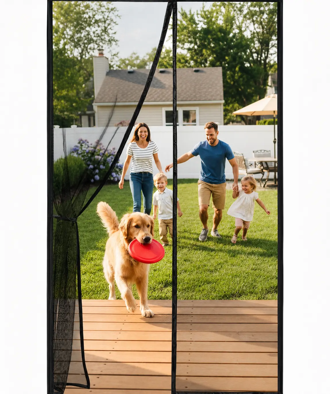 Flux Phenom Magnetic Screen Door 38 x 82 in, Magnetic Mesh Screen Door, Automatic Self-Closing Bug Screen Door, 52 Full-Length Magnets, 1mm Fiberglass Insect Screen, Easy Install, No Drill, Pet & Kid Friendly