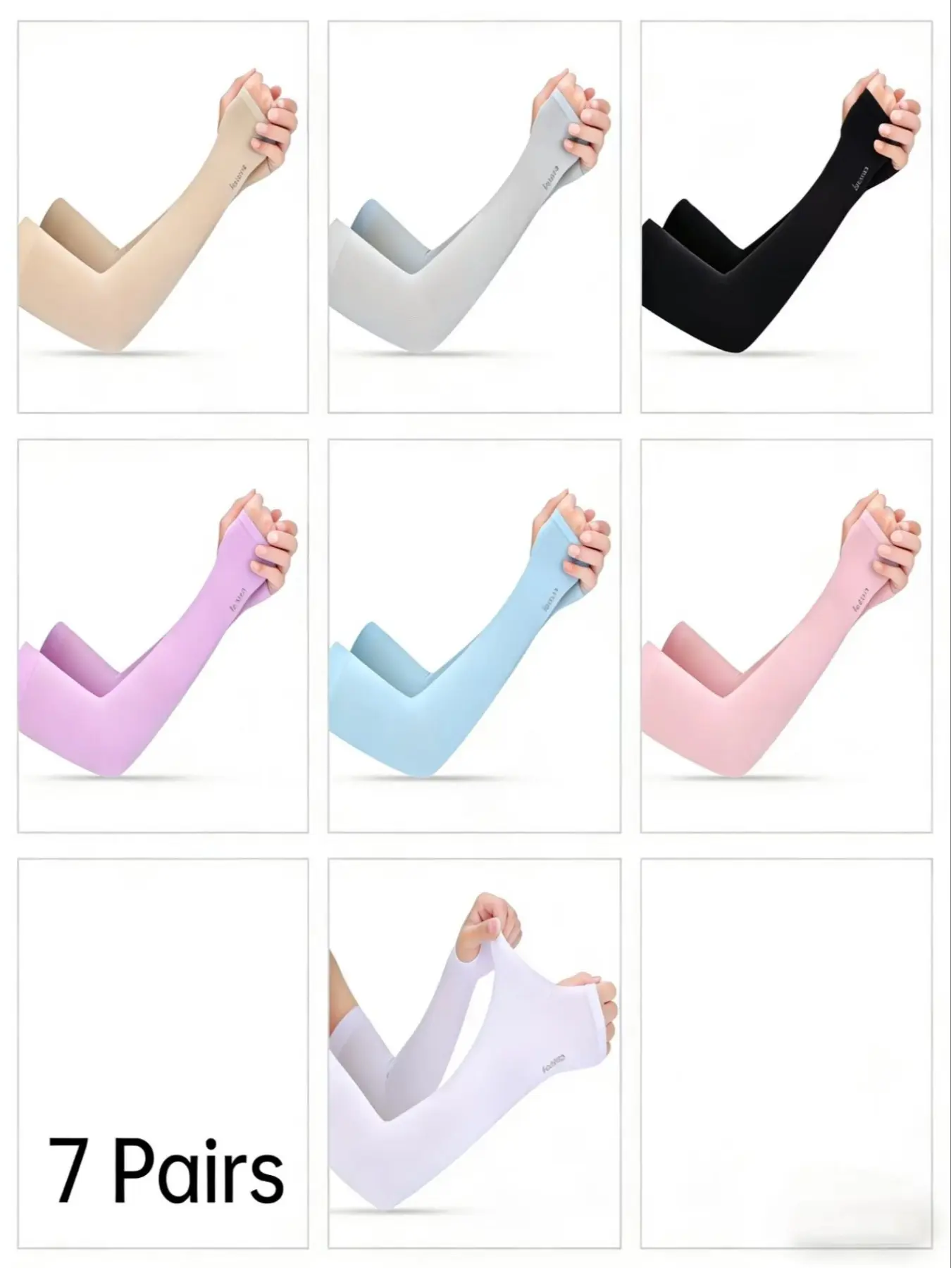 7 Pairs Summer Sun Protection Ice Sleeves, UV Blocking Breathable Arm Gloves, Unisex Ice Silk Sleeve Set for Cycling and Driving, Cooling Arm Sleeves, Cooling Sports Sleeve, Sleeves Packs